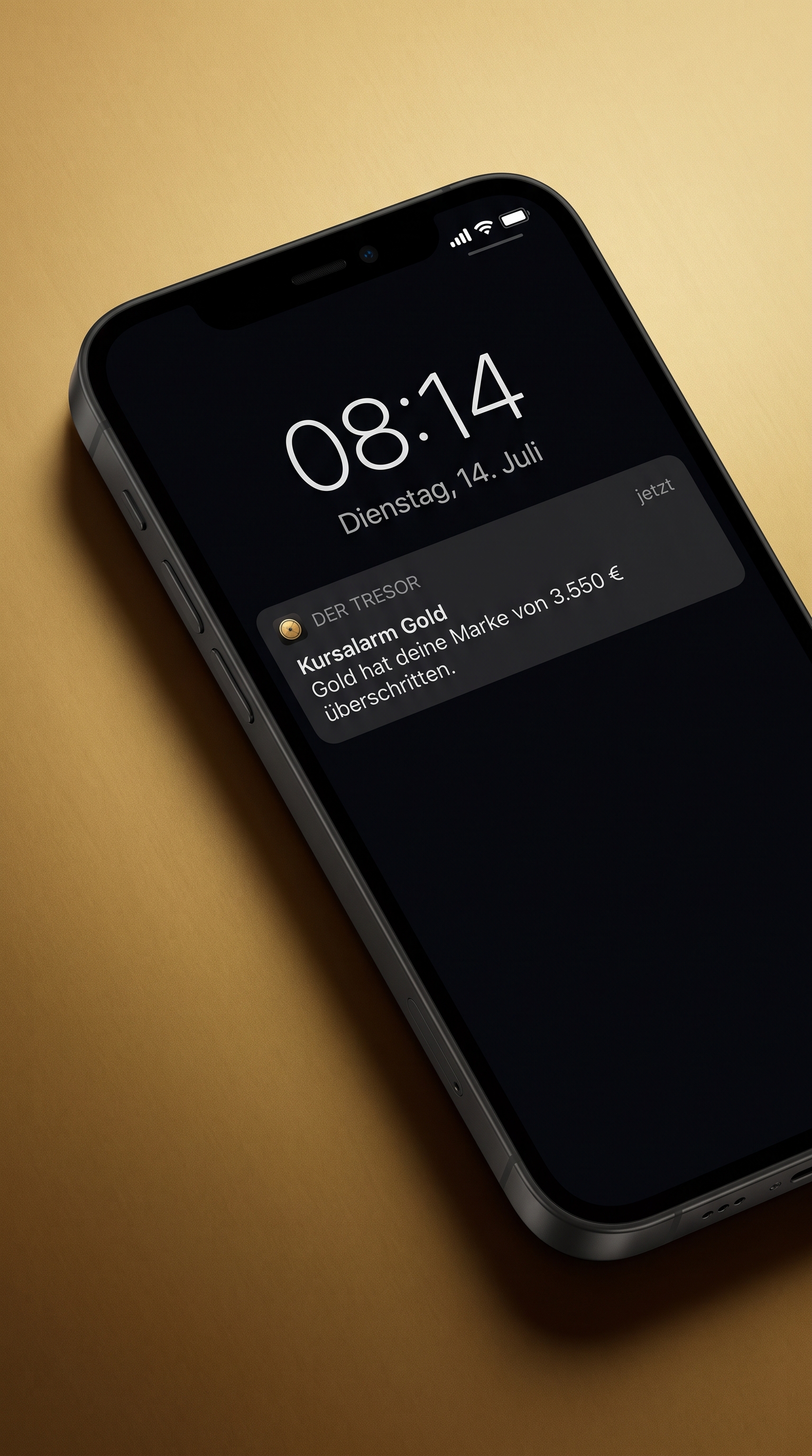 Gold-Kursalarm auf dem iPhone